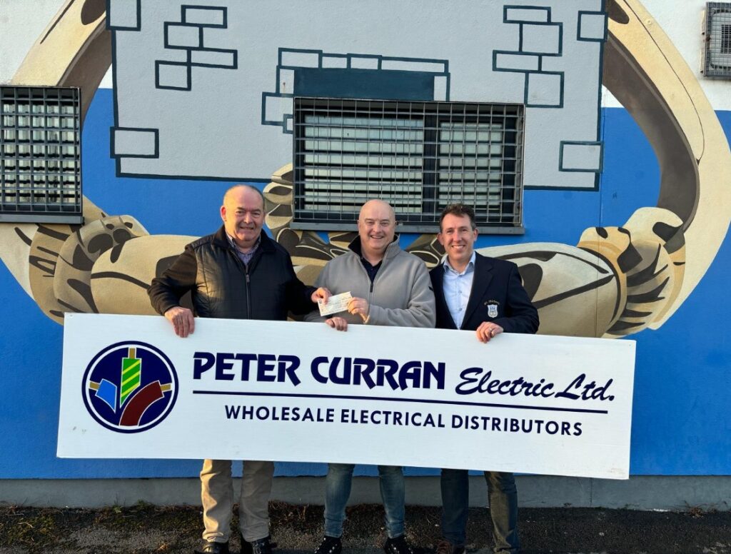 Peter Curran Electric presenting a sponsorship cheque to St. Michaels GAA Club Galway